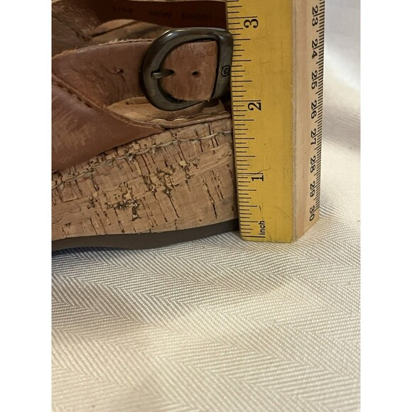 Born Cork Platform Laila Brown Leather Woven Wedge Comfort Sandals Women 7 NEW - Picture 10 of 11